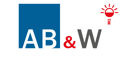 Logo AB&W, aménagements en rideaux & stores classés au feu M1