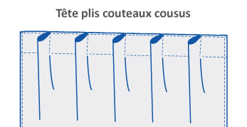 Rideaux ERP Tête plis couteaux (plis pincés)